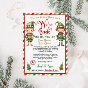 Editable Christmas Elf Letter Printable Elf Return Letter Elf Im Back Letter Elf Hello Welcome Arrival Letter from Elf Corjl Template 026