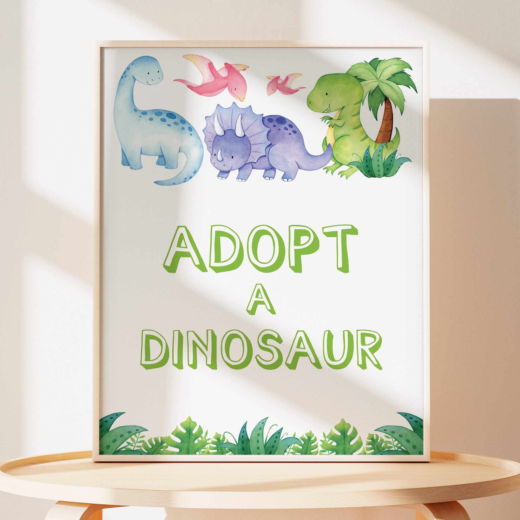 Adopt A Dinosaur Printable Table Sign Trex Dinosaur Adoption Boy ...
