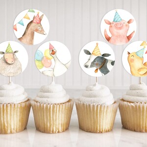 Farm Animal Cupcake Toppers Printable Barnyard Animals Cupcake Toppers ...