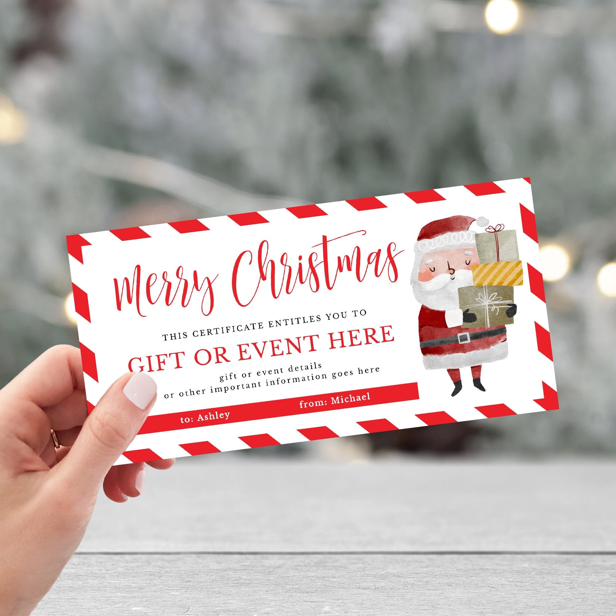 Customizable Christmas Gift Certificate Templates Editable - Etsy UK