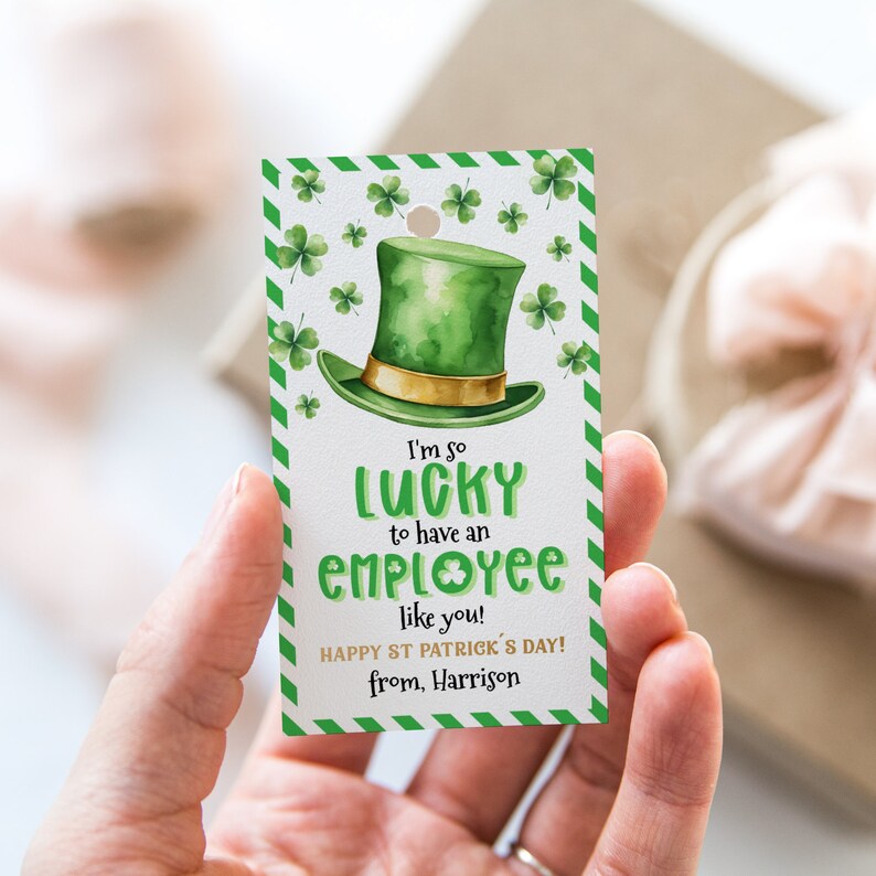 Printable St Patricks Day Employee Appreciation Gift Tag so Lucky to ...