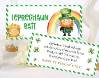 Leprechaun Bait Printable Editable Leprechaun Bait St Patricks Day Treat Toppers Leprechaun Bait Tags Candy Bag Topper Corjl Template 036