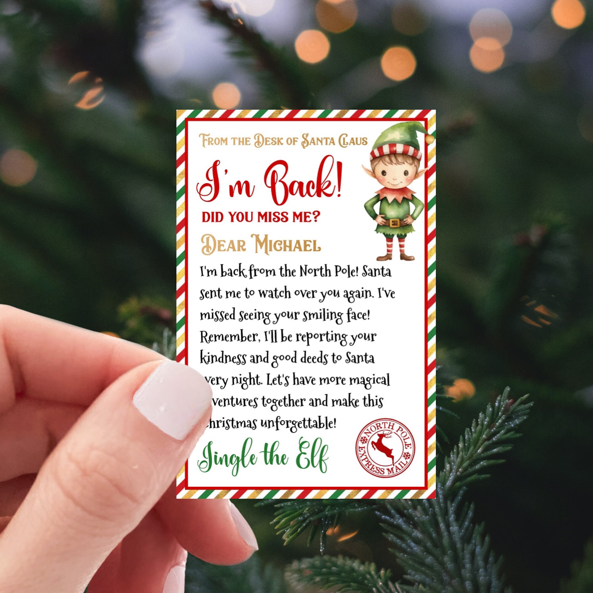 Editable Mini Elf Return Letter, Printable Miniature Boy Elf I'm Back ...