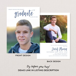 Simple Graduation Party Invitation Template Printable Senior High ...
