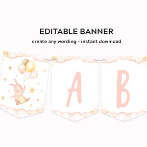 Editable Bunny Birthday Banner Template, Printable Custom Some Bunny Easter Birthday Bunting, Flag Banner Spring Birthday Decor, Corjl #015