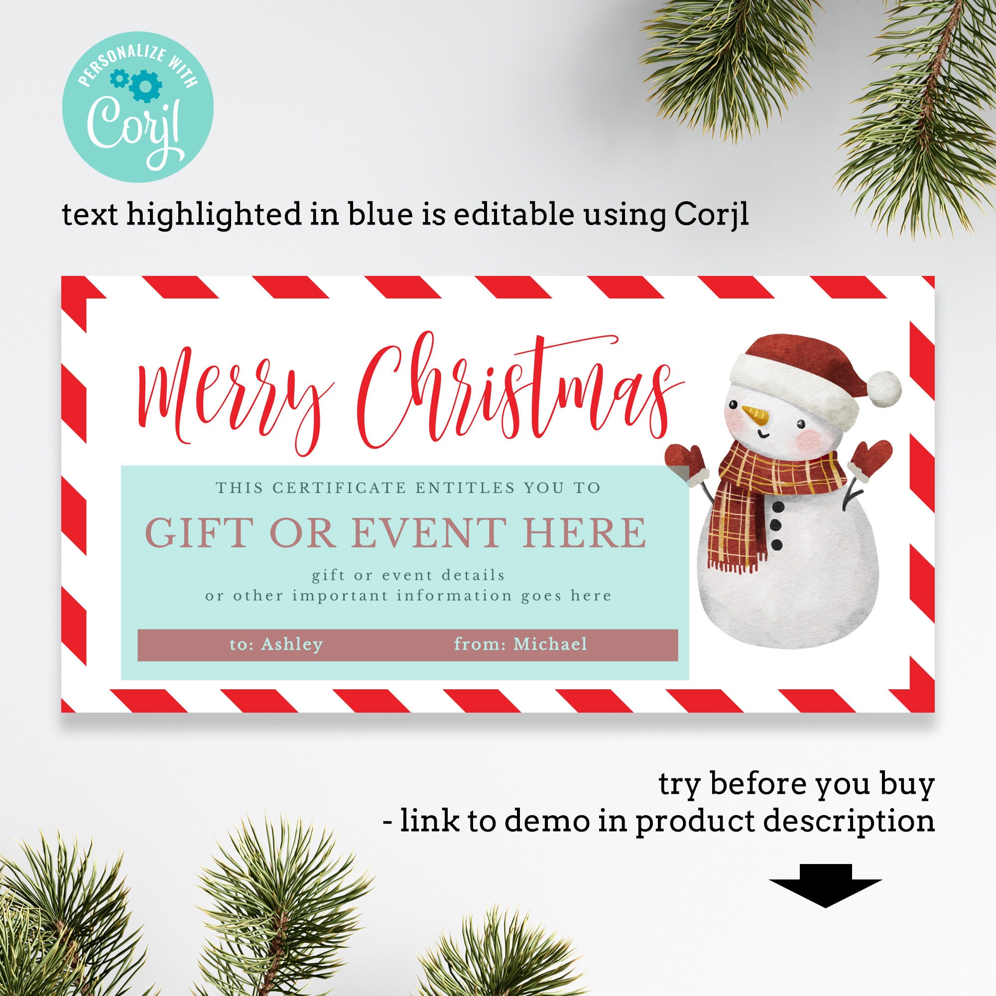 Image 9 for Merry Christmas Gift Certificate Templates