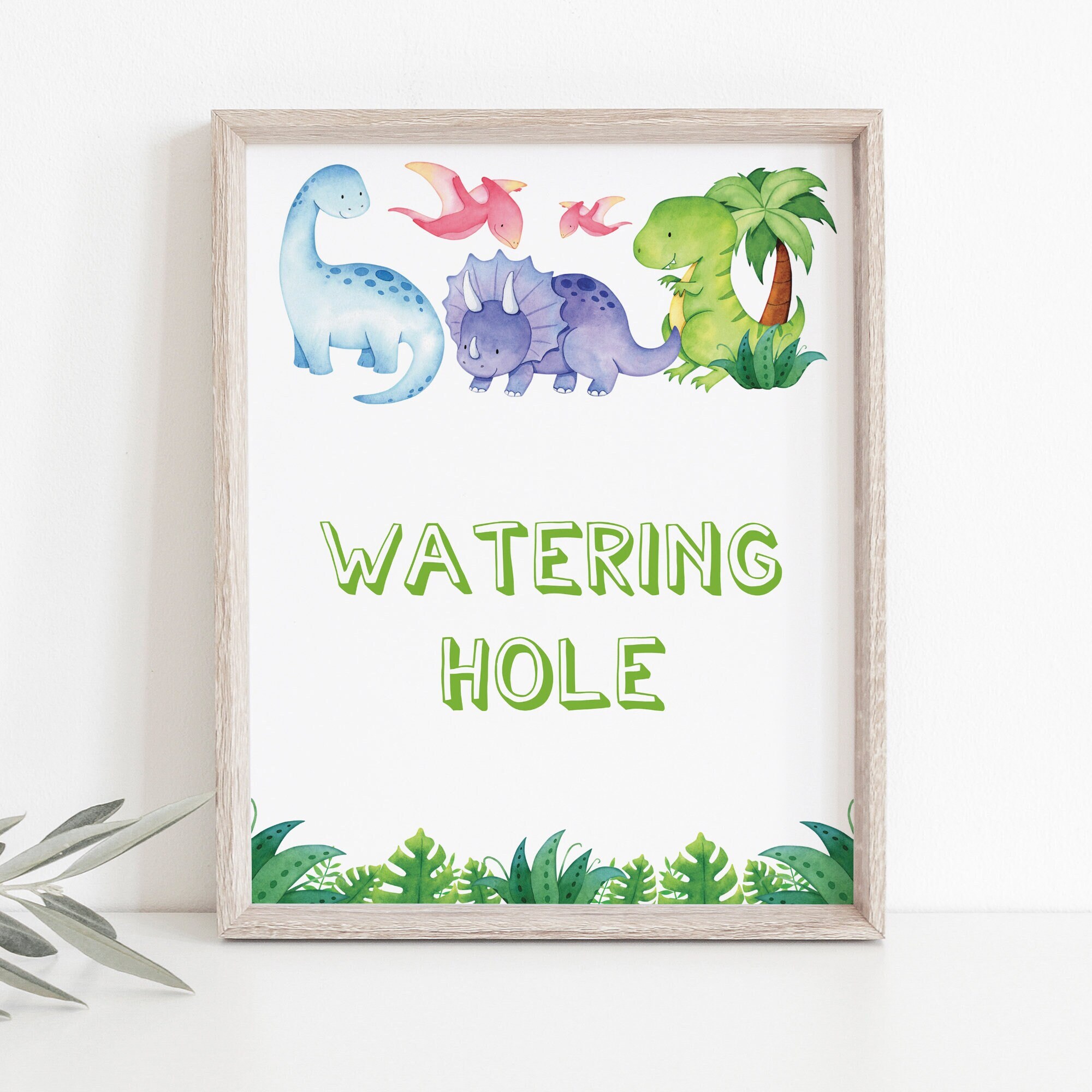 Watering Hole Dinosaur Printable Table Sign Trex Dinosaurs Boy Birthday