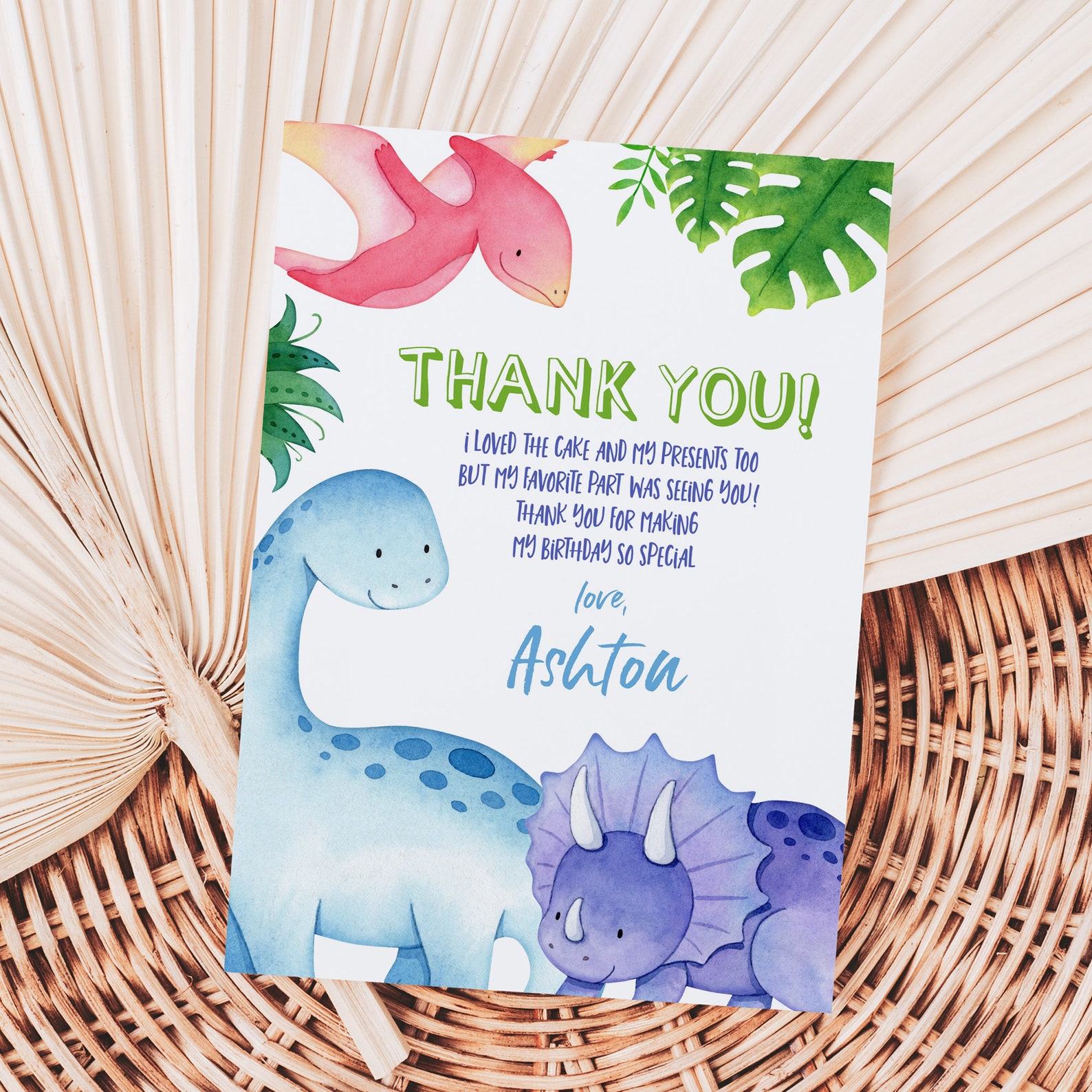 Editable Dinosaur Thank You Card Template Printable Trex - Etsy