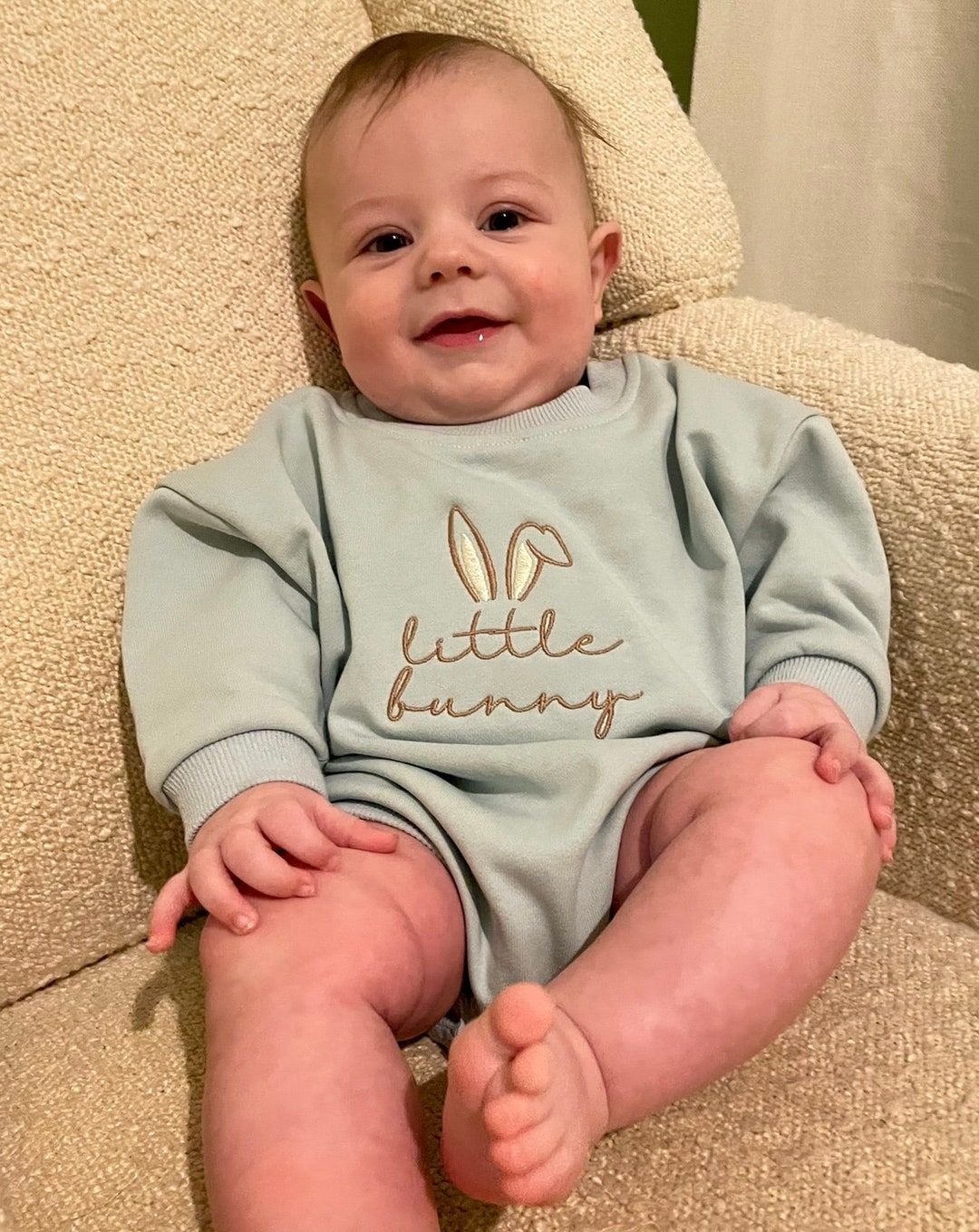 Baby Boy Easter Outfit Baby Sweatshirt Romper Easter Bunny Embroidered