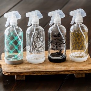 Decorative Glass Spray Bottle; Multipurpose Sprayer; Designed Glass Bottle With Silicone Bottom