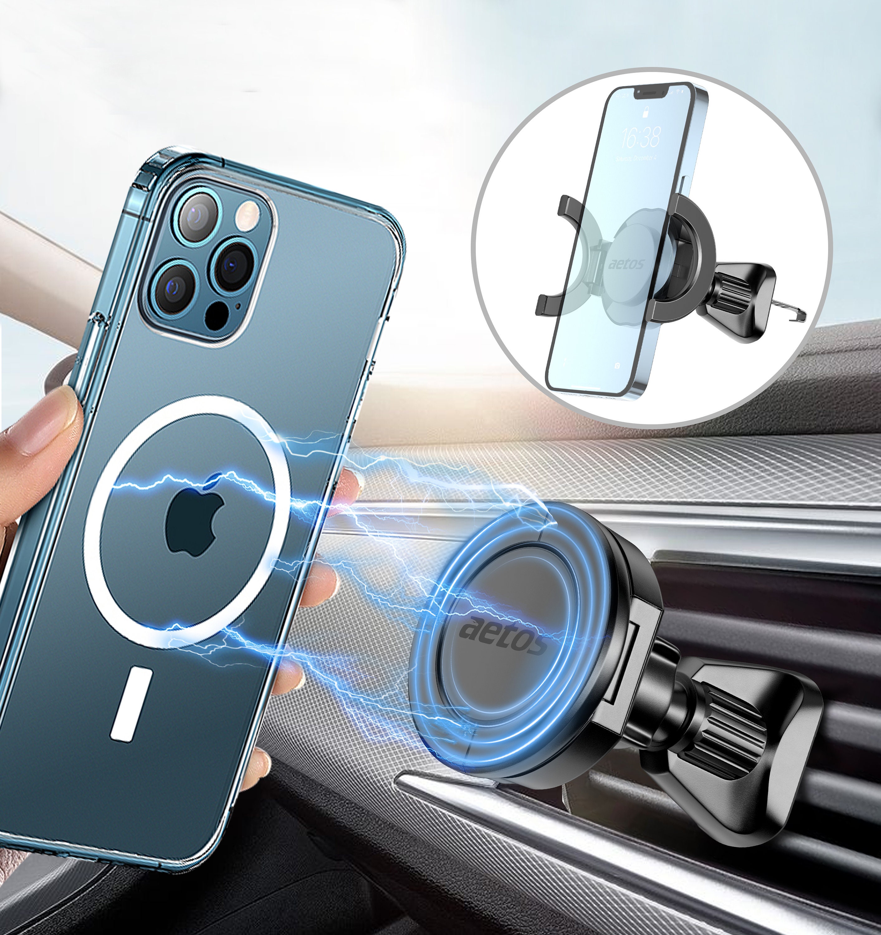 Olixar Phone Magnet Sticker, Phone Case Magnet - Put in Phone Case and Use  with Car Phone Holder - Thin Magnets Stickers Mount Magnetic Plate - Black