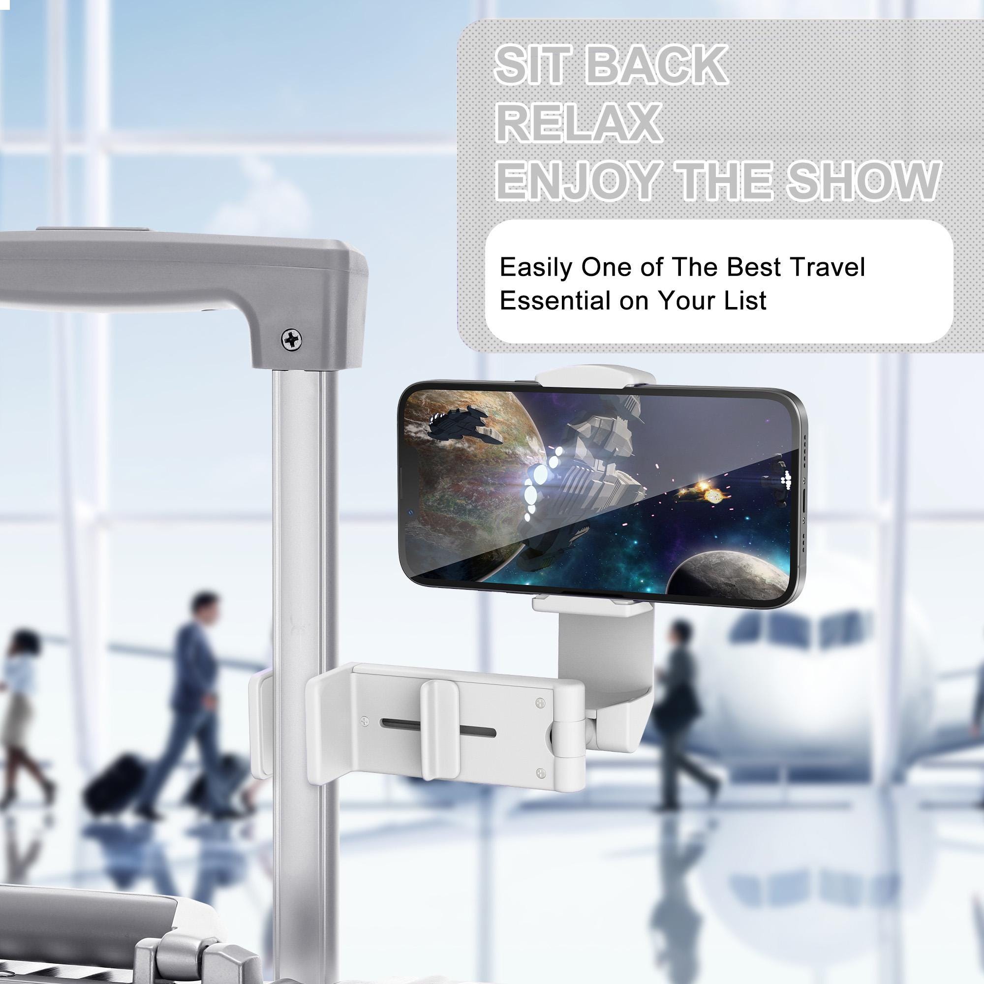 Travel Essential Airplane Inflight Phone Mount on the Go. Thoughtful, Practical Stocking Stuffer Gift For Friends, Families and Colleagues.