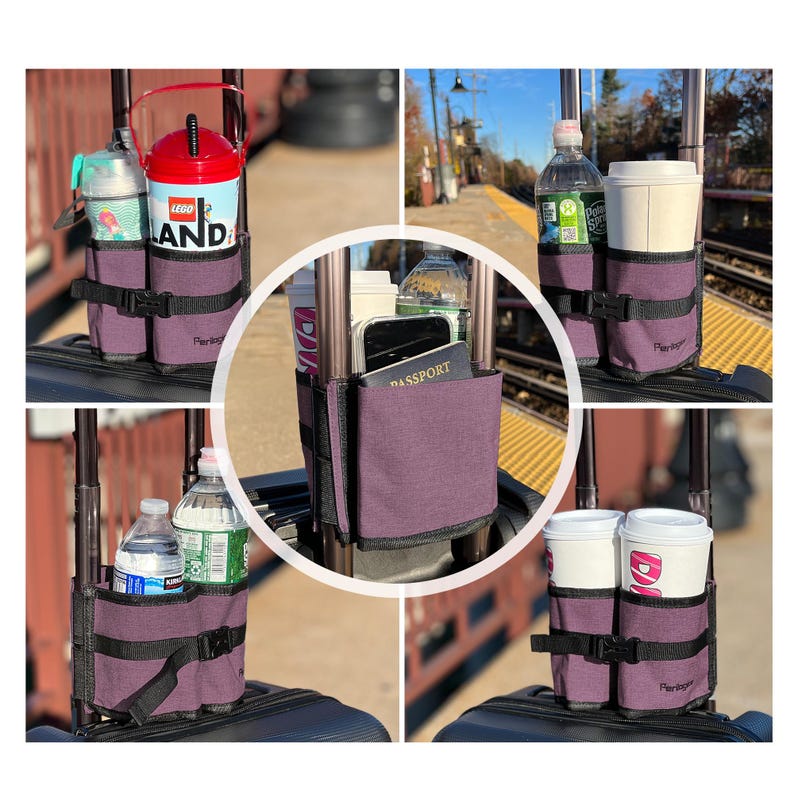 Portavasos para maletas / Accesorio de viaje manos libres / Portavasos para equipaje de mano / Regalo esencial para viajeros y madres imagen 16