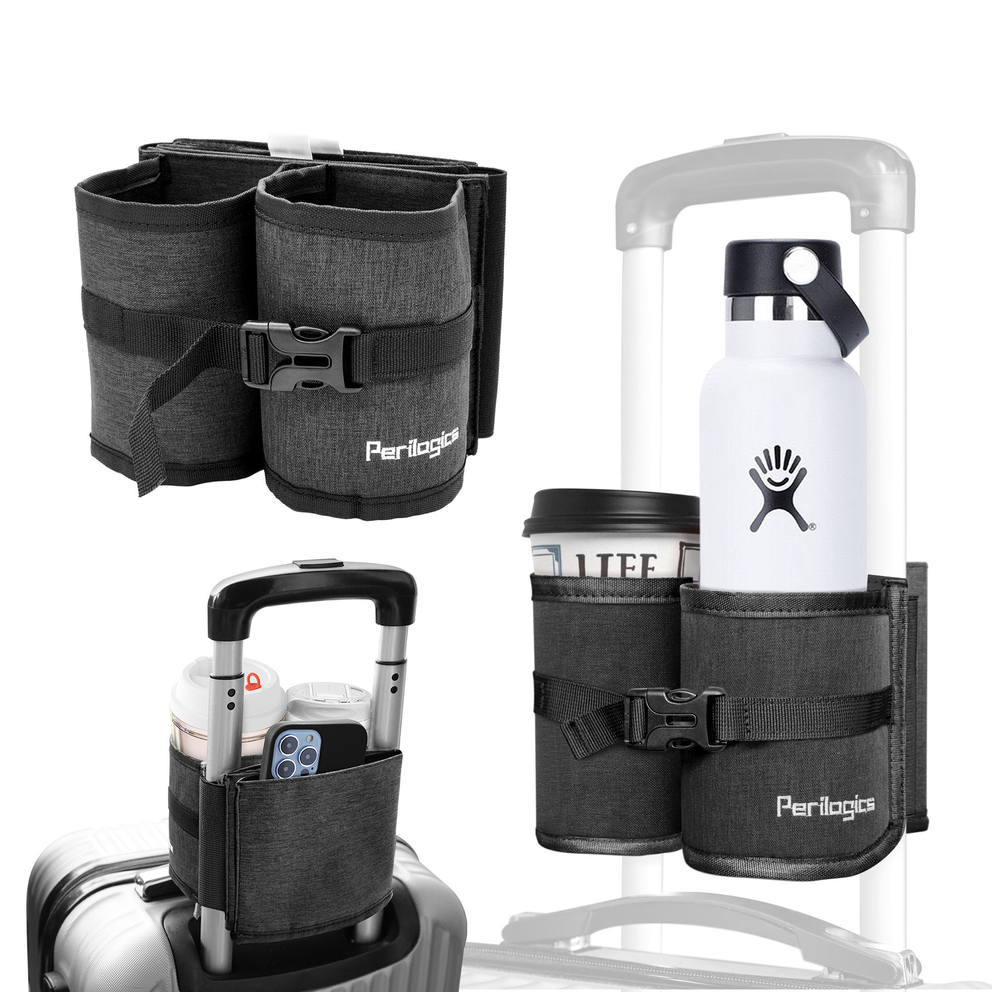 Travel Cup Holder Free Hand Drink Caddy for Luggage with Logo