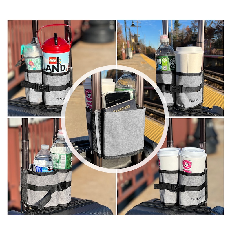 Travel Essential Handsfree Luggage Cup Holder. Carry Two Etsy
