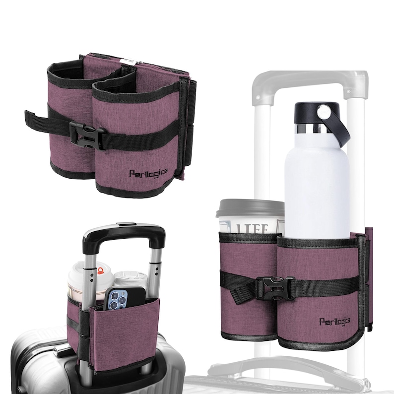 Portavasos para maletas / Accesorio de viaje manos libres / Portavasos para equipaje de mano / Regalo esencial para viajeros y madres Lavender
