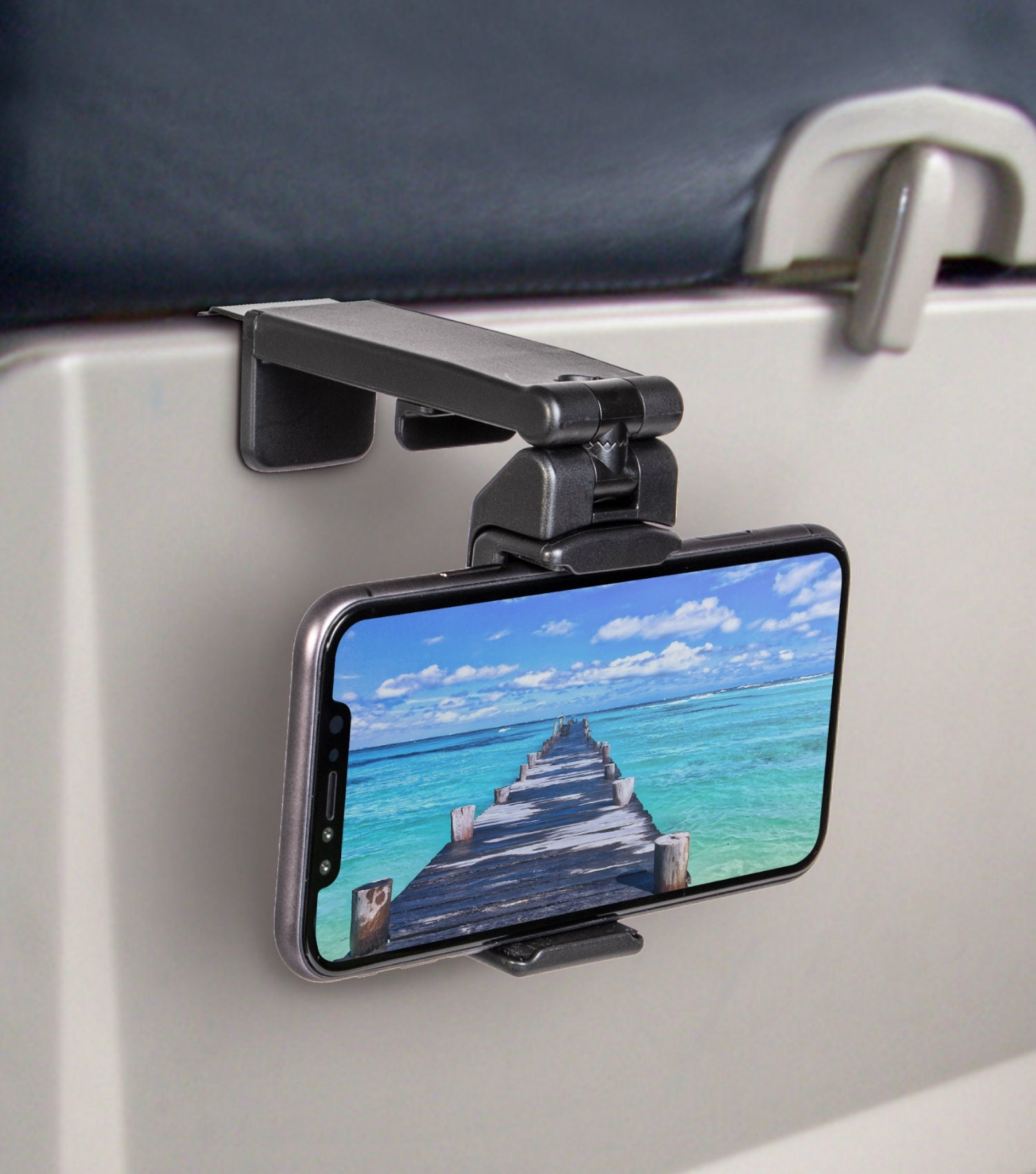 Travel Essential Airplane Inflight Phone Mount on the Go. Thoughtful, Practical Stocking Stuffer Gift For Friends, Families and Colleagues.