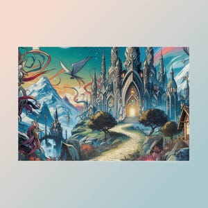 Fantasiekasteelpuzzel - Betoverende legpuzzel van 110, 252, 520, 1014 stukjes, geweldig cadeau voor familiegame-avond, kunstverzamelaars, stressverlichting