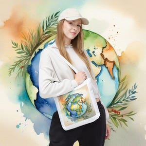 Umweltfreundliche Einkaufstasche - Nurture Our World, wiederverwendbare Einkaufstasche, Planetenliebhaber Geschenk, nachhaltige Mode, Earth Day Tote