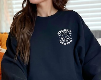 Spooky Season Ghost Crewneck Sweatshirt - Halloween Fall Shirt