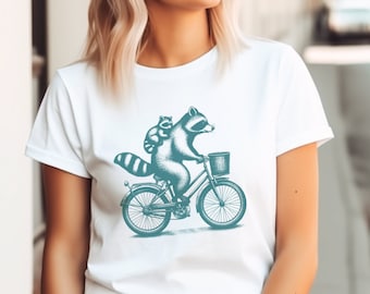 Raccoon Bicycle Graphic Tee: Unisex Animal Lover Shirt