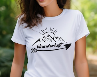 Wanderlust Mountain Graphic T-Shirt: Adventure Camping Shirt