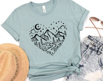 Heart Outdoors t-shirt, camping shirt, hiking shirt, nature lover gift