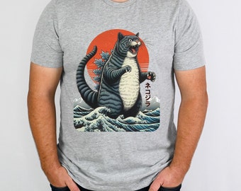 Catzilla T-Shirt: Japanese Art Neko Cat Graphic Tee