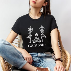 Skeleton Namaste Shirt, Skeleton Shirt, Meditation Shirt, Skeleton Yoga Shirt, Namaste Shirt, Funny Shirt, Halloween Shirt, Womens Shirt