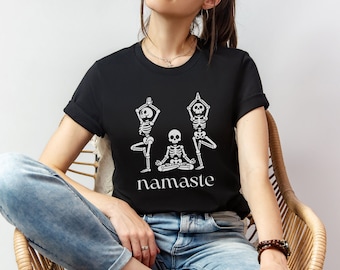 Camisa Skeleton Namaste: Camiseta divertida de Halloween para yoga