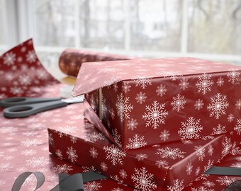 Christmas Wrapping Papers, Snowflake Gift Wrap, Holiday Packaging, Festive Gift Wrap, Winter Snowflake Design, Christmas Present Wrap