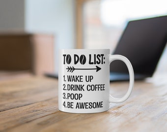 Taza de café con lista de verificación matutina divertida - Cerámica de 325 ml