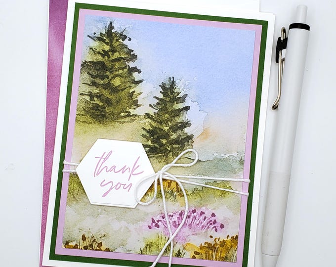 Handcrafted Nature-inspired Thank You Card Artistic Watercolor Notecard ...