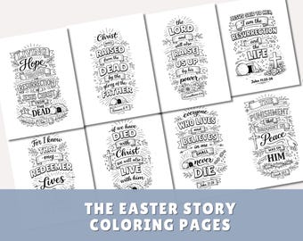 Christian Easter Coloring Pages: Resurrection Bible Verses (Digital Download)