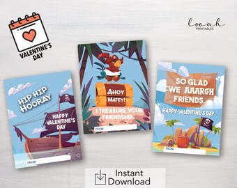 Etiquetas de regalo pirata para San Valentín / Etiquetas imprimibles para el colegio (descarga digital)