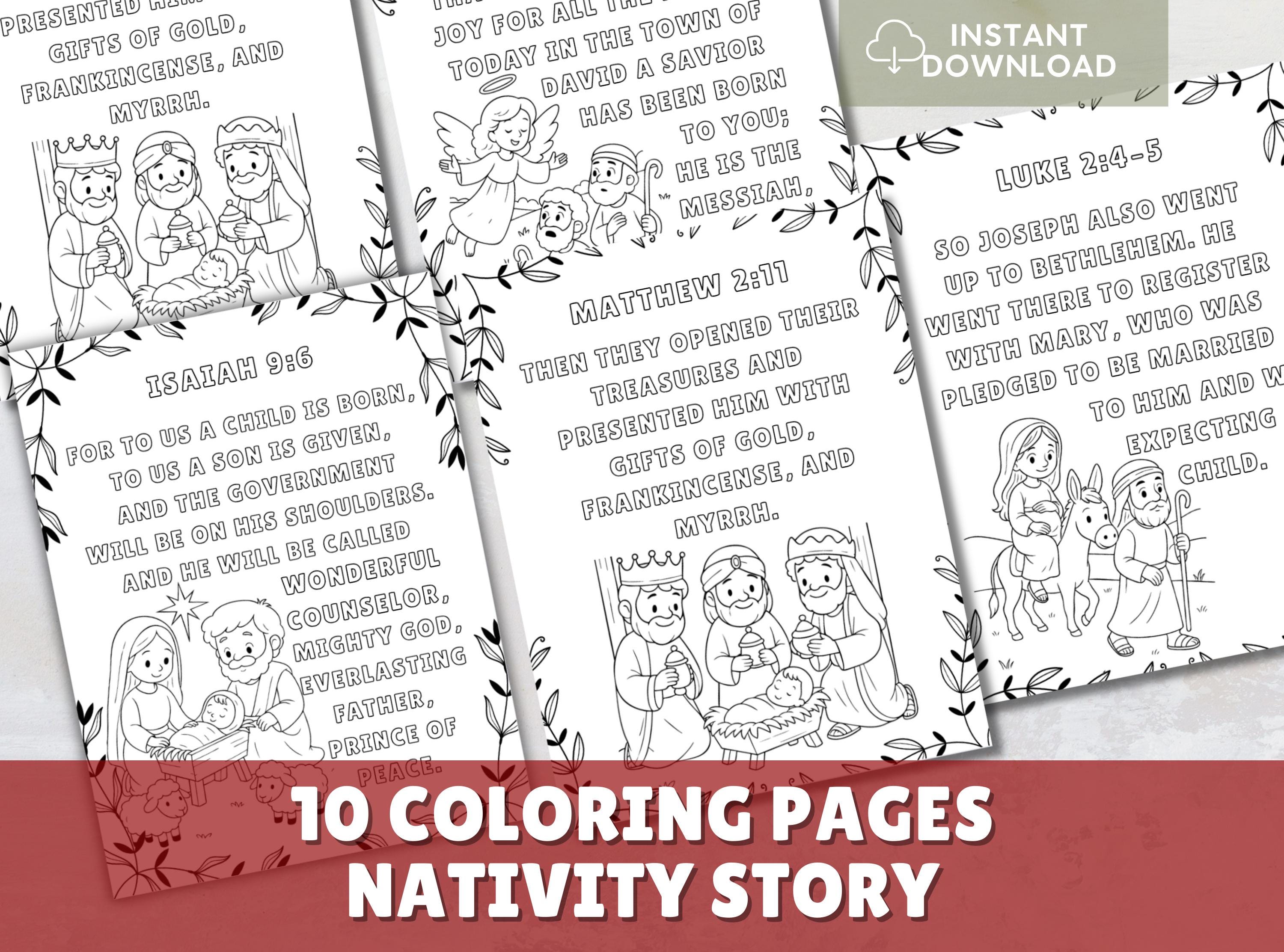 Christmas Coloring Pages With Nativity Bible Verses Christian Christmas ...