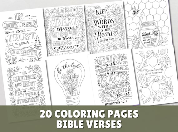 Christian Coloring Sheets for Adults & Kids Bible Verse Coloring Pages Scripture Coloring Printable Encouragement Pages