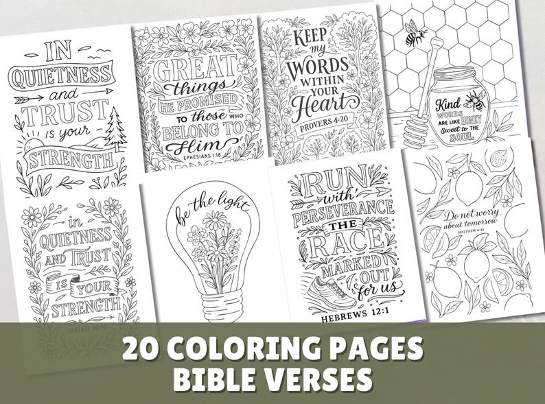 Christian Coloring Sheets for Adults & Kids Bible Verse Coloring Pages Scripture Coloring Printable Encouragement Pages image 1