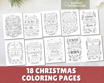 Adult Christmas Coloring Pages Bible Verse Activity Christmas Printable for Adults Holiday Instant Download