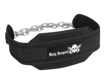 Body Reapers Dip Belt with Chain-39” Heavy Duty Steel Chain, Durable Stitching