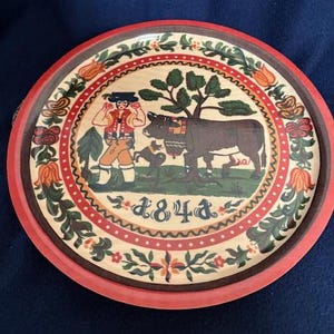 Vintage Platex Round Serving Tray With Swiss Scene/Wonderful Barware