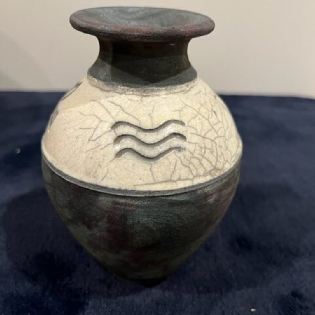 Vintage Hawaii Raku Pottery Petroglyph Vase Signed Meyer Etsy