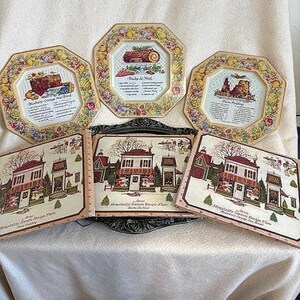 Set of 3 Vintage Avon Hospitality Sweets Tin Recipe Plates