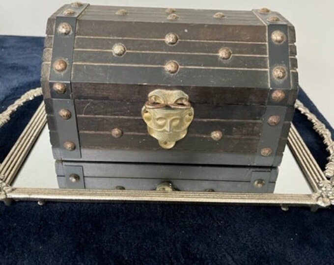 Vintage Pirate Chest Jewelry Box Made in Japan With Red Velvet Like