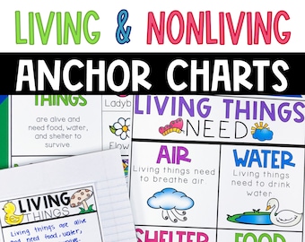 Living and Nonliving Thing Anchor Charts for Kindergarten and First Grade