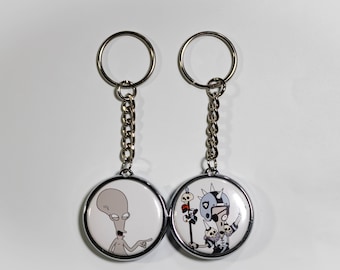 Roger the Alien Double Sided Keychain