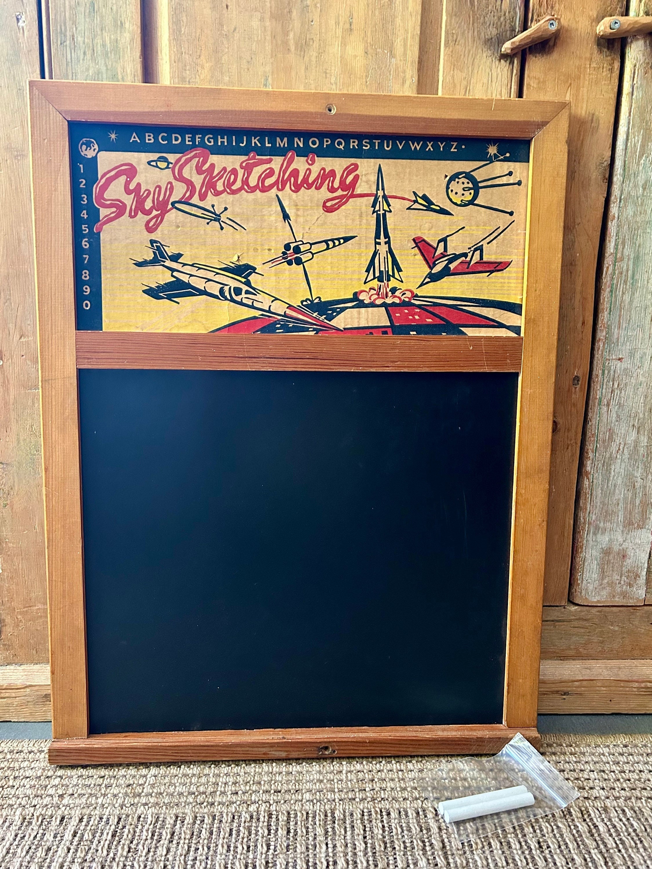 Vintage schoolbord met telraam. Houten retro krijt / tekenbord | Kids Corner