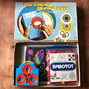 Giocattolo da disegno educativo vintage Spirotot + Dial-A-Design Draw-O-Matic + Gioco da disegno educativo Spirotot