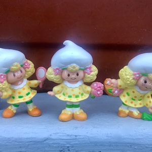PVC figurines friend of Fraisinette friend with Strawberry Shortcake Lemon Meringue Looking in the mirror Picking a flower With a bouquet