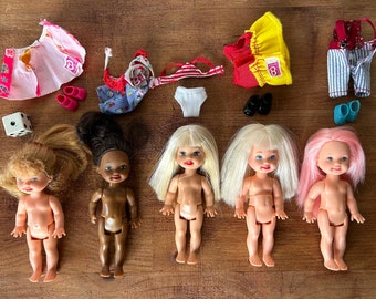 Vintage Set of Mini Dolls, Barbie Mattel Lot of Mini Dolls